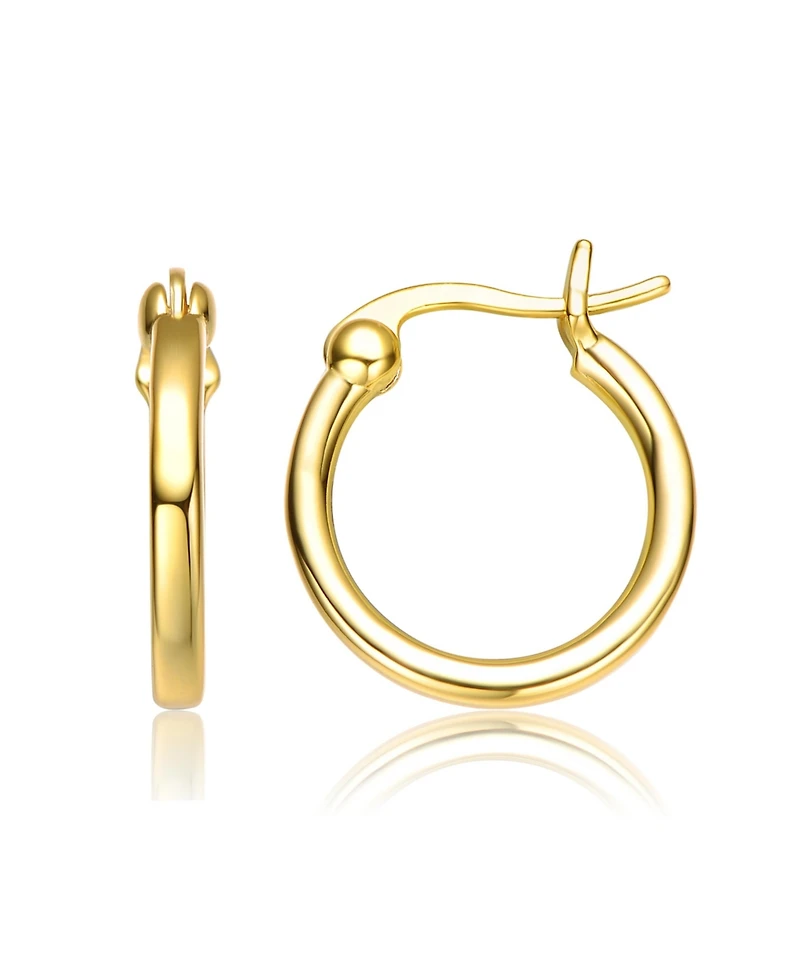 Radiant Sterling Silver & 14K Gold Plated Cubic Zirconia Hoop Earrings