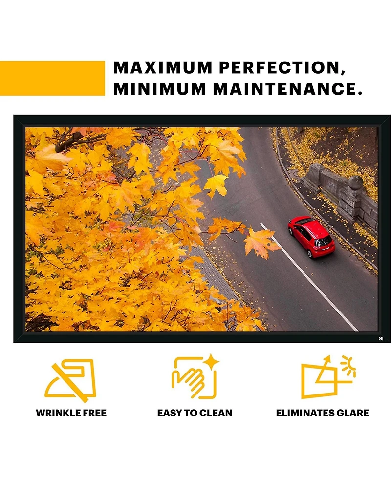 Kodak 120” Projector Screen with Fixed Frame, Black Velvet & White Pvc