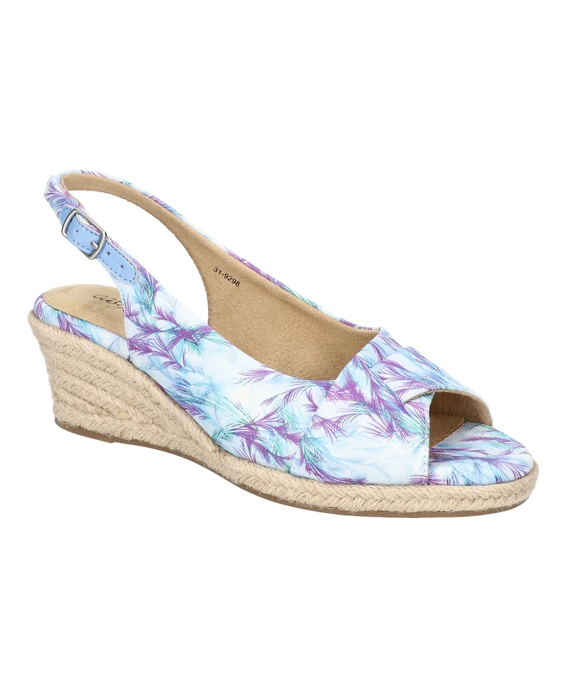 Easy Street Women's Devlin Espadrille Wedge Sandals - Blue, Purple