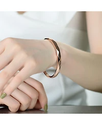 Classy Sterling Silver with Rose Gold Plating Bangle Bracelet