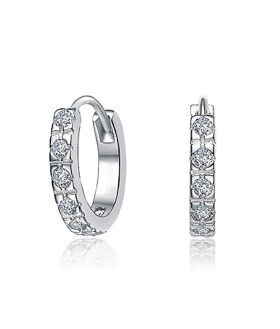 Rachel Glauber Extra Mini Huggie Radiant Hoop Earrings with Sparkling Cubic Zirconia
