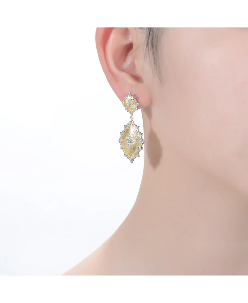 Rhodium and 14K Gold Plated Cubic Zirconia Drop Earrings