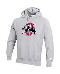 Men's Champion Heathered Gray Ohio State Buckeyes Vault Logo Reverse Weave Pullover Hoodie