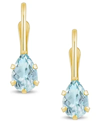 Macy's Aquamarine (3/4 Ct. T.w.) Leverback Earrings 10K Yellow Gold or White