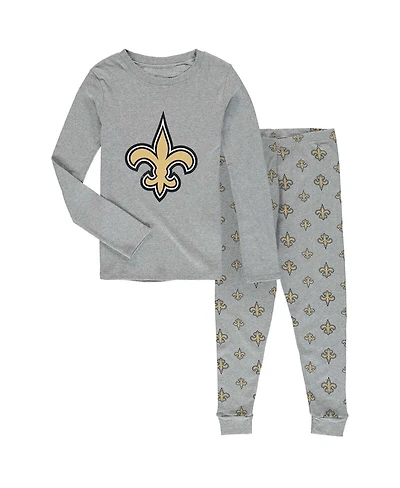 Big Boys Heathered Gray New Orleans Saints Long Sleeve T-shirt and Pants Sleep Set