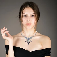 Elegant Heavy Sterling Silver Teardrop with Cubic Zirconia Accent Necklace