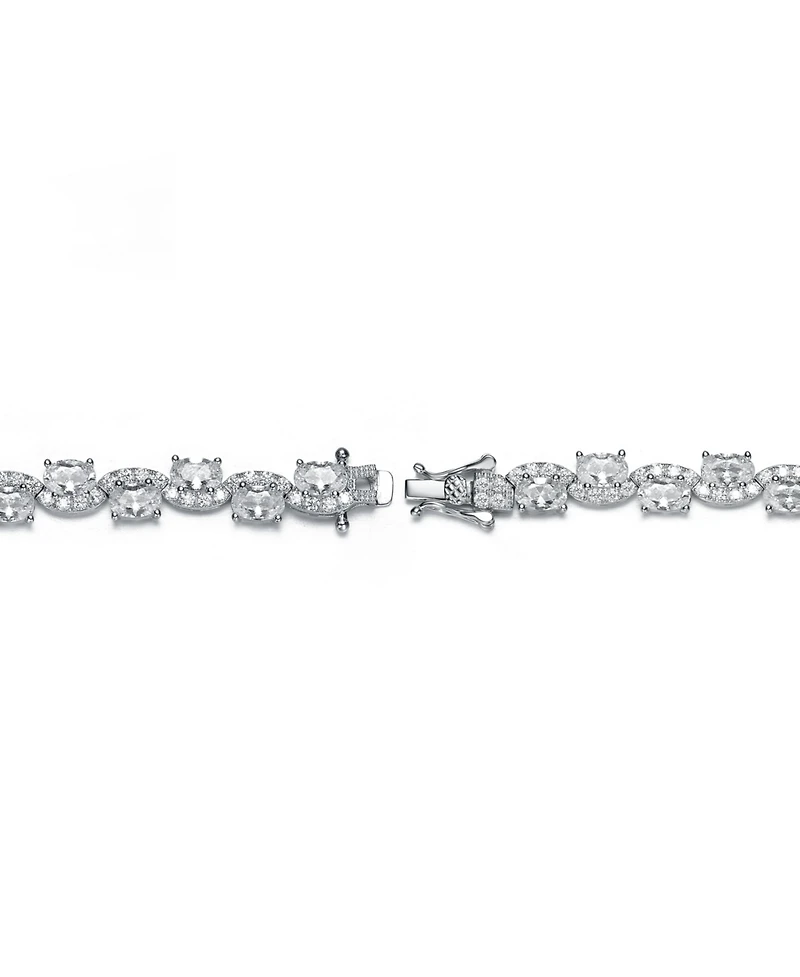 Sterling Silver Rhodium Plated Clear Cubic Zirconia Tennis Bracelet