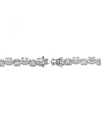 Sterling Silver Rhodium Plated Clear Cubic Zirconia Tennis Bracelet