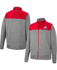 Men's Colosseum Gray, Scarlet Ohio State Buckeyes Putter Herringbone Full-Zip Jacket