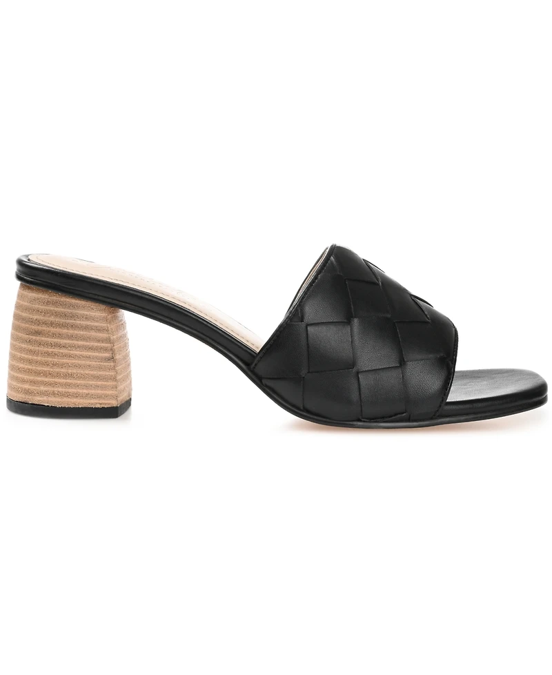 Journee Signature Women's Kellee Woven Block Heel Sandals
