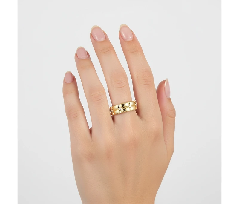 14k Gold Plated Sterling Silver with Cubic Zirconia Double Weave Band Ring