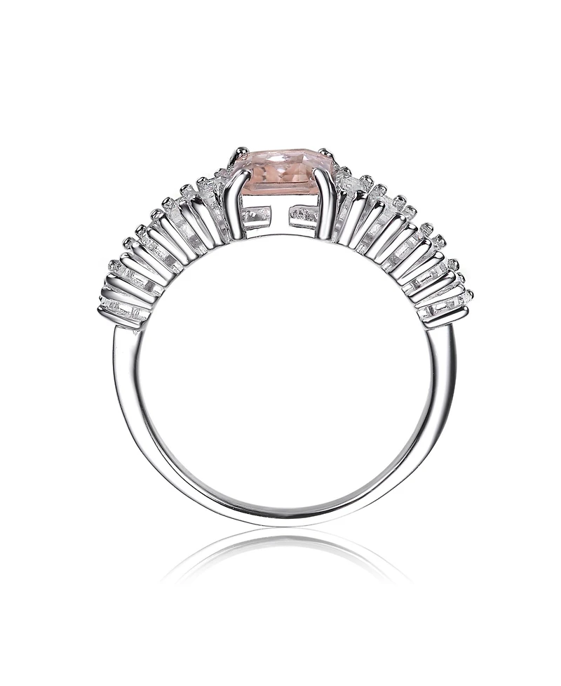 Sterling Silver White Gold Plated Pink or Yellow Cubic Zirconia Zirconias Cluster Ring