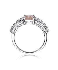 Sterling Silver White Gold Plated Pink or Yellow Cubic Zirconia Zirconias Cluster Ring