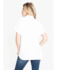Women's Maternity Popover Tie Waist Shirt