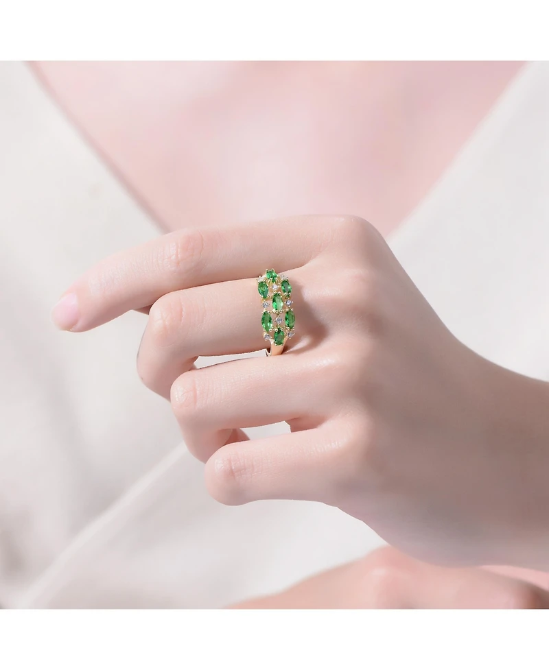 Sterling Silver with Gold Plated Marquise and Round Cubic Zirconia Coctail Ring