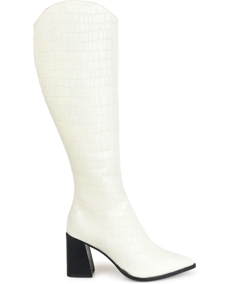 Journee Signature Women's Laila Block Heel Knee High Dress Boots