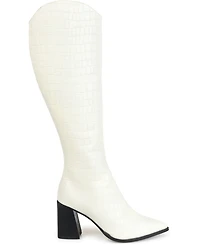 Journee Signature Women's Laila Block Heel Knee High Dress Boots