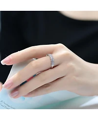 Sterling Silver Rhodium Plated and Cubic Zirconia Band Ring