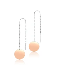 Classy Sterling Silver with Round Rose Gold Plated Metals Dangling Earrings.