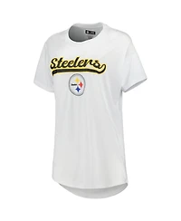 Women's Concepts Sport White, Charcoal Pittsburgh Steelers Sonata T-shirt and Leggings Sleep Set