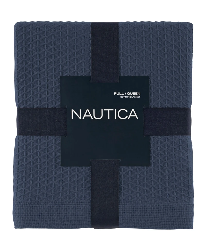 Closeout! Nautica Baird Solid Cotton Dobby Reversible Blanket