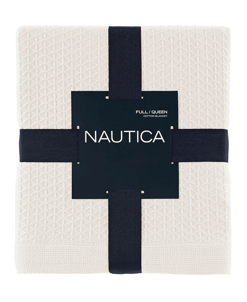 Closeout! Nautica Baird Solid Cotton Dobby Reversible Blanket