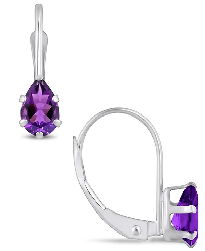 Macy's Gemstone Leverback Earrings 10K White Gold