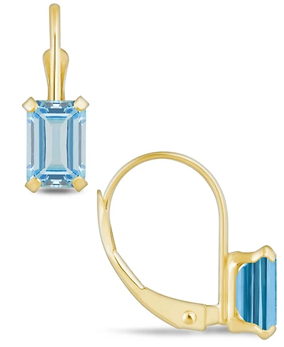 Macy's Aquamarine (1-1/10 Ct. T.w.) Leverback Earrings 10K Yellow Gold or White