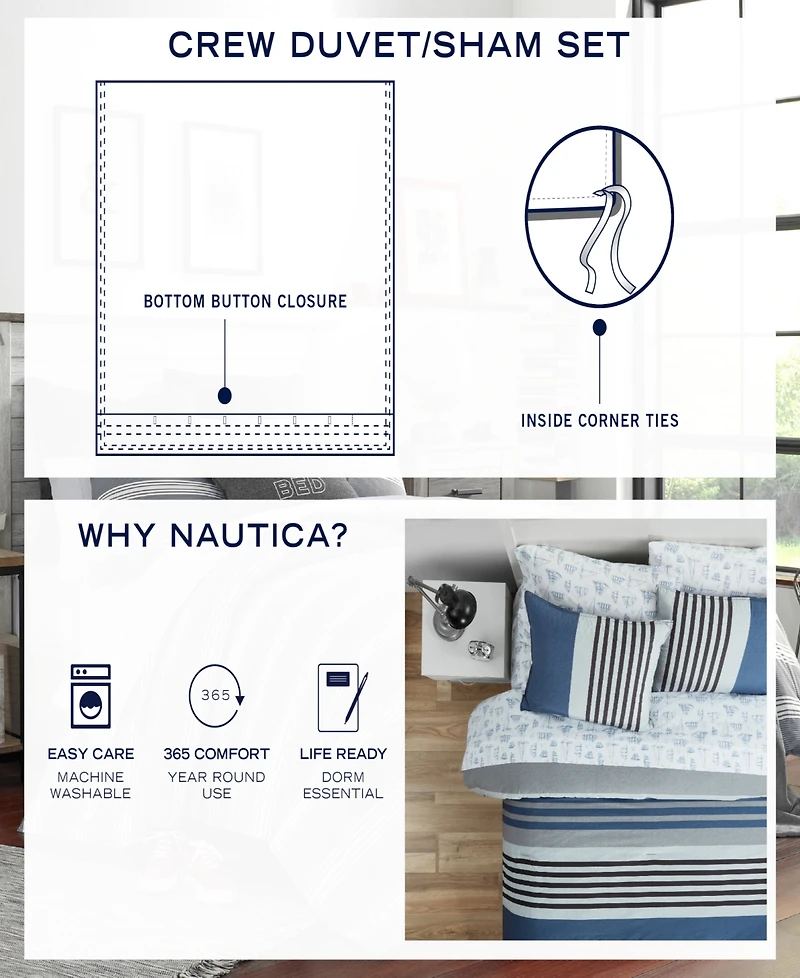 Nautica Rendon Reversible 2-Piece Duvet Cover Set, Twin