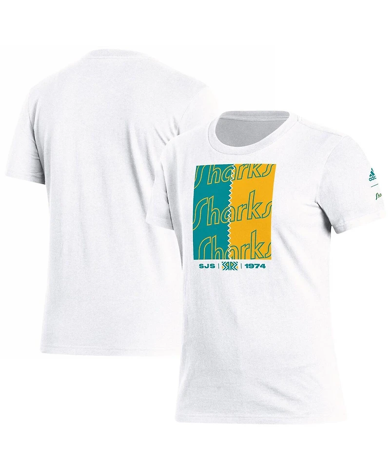 Women's adidas White San Jose Sharks Reverse Retro 2.0 Playmaker T-shirt