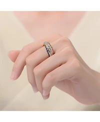 Rhodium-Plated with Cubic Zirconia Chevron Tower Slender Stacking Ring Sterling Silver