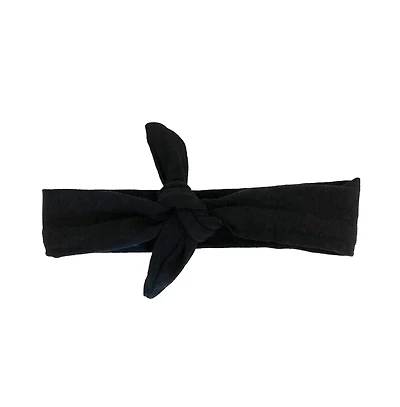 Black Solid Knotted Headband Ties for Girls