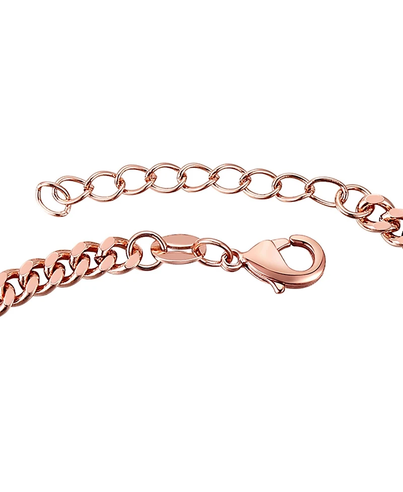 Sterling Silver 18K Rose Gold Plated with Red Heart & Cubic Zirconia Bracelet