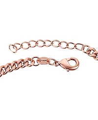 Sterling Silver 18K Rose Gold Plated with Red Heart & Cubic Zirconia Bracelet