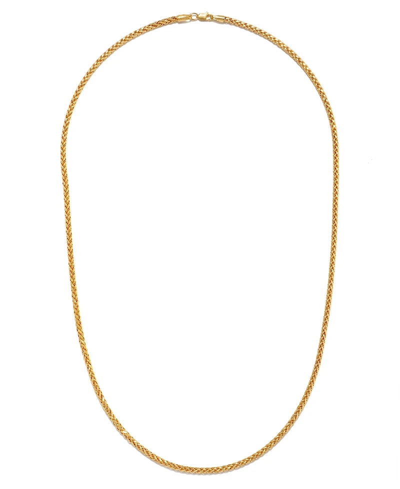 Square Wheat Link 22" Chain Necklace in 14k Gold