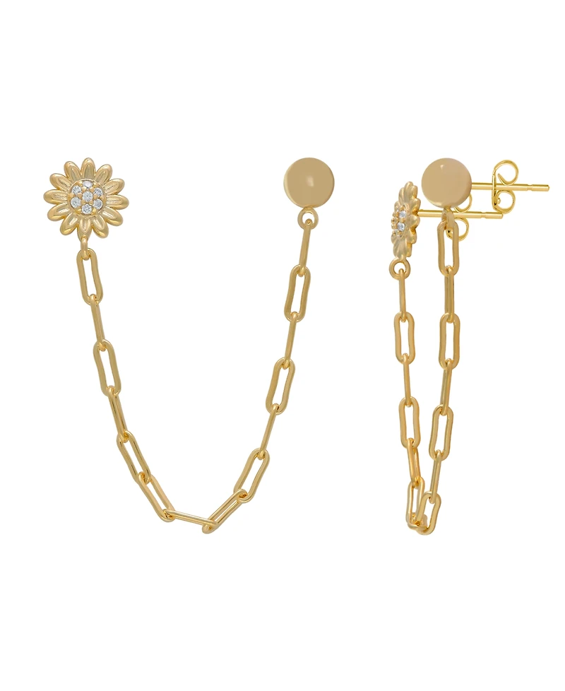 Macy's Cubic Zirconia Flower and Ball Stud Chain Dangling Earrings