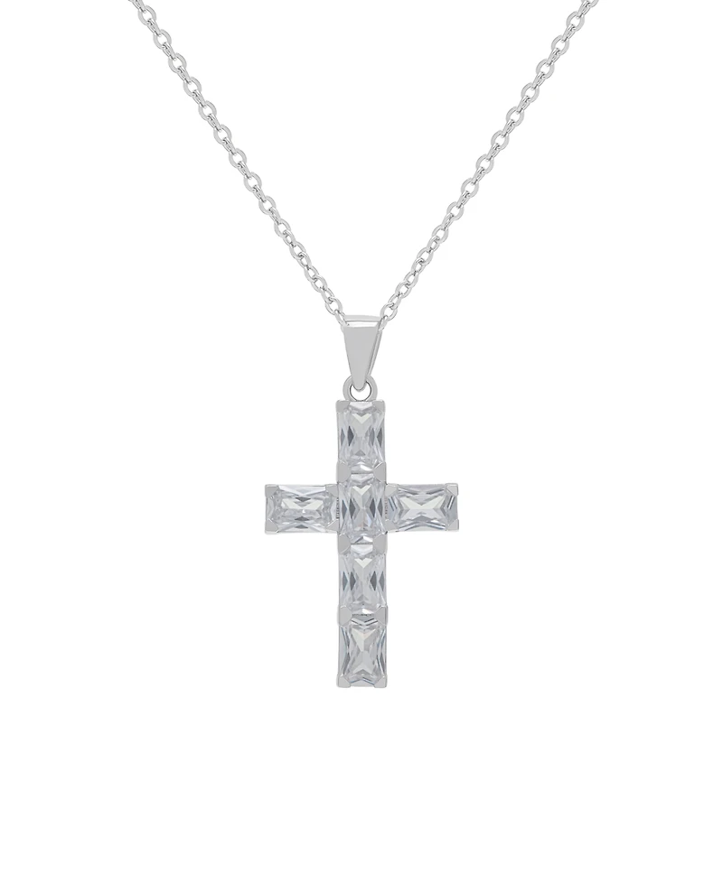 Macy's Cubic Zirconia Emerald Cut Cross Pendant
