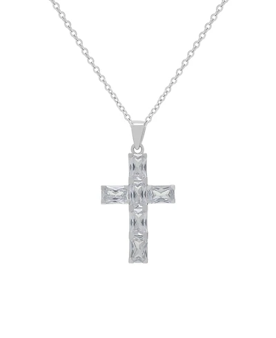 Macy's Cubic Zirconia Emerald Cut Cross Pendant