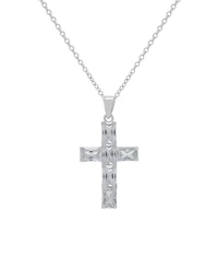 Macy's Cubic Zirconia Emerald Cut Cross Pendant