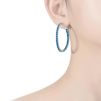 Rhodium Plated Cubic Zirconia Hoop Earrings
