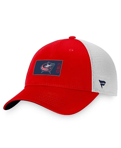 Men's Fanatics Red, White Columbus Blue Jackets Authentic Pro Rink Trucker Snapback Hat
