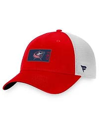 Men's Fanatics Red, White Columbus Blue Jackets Authentic Pro Rink Trucker Snapback Hat