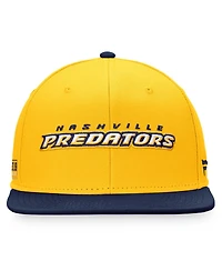 Men's Fanatics Gold, Navy Nashville Predators Iconic Color Blocked Snapback Hat