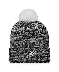 Women's Fanatics Black San Jose Sharks Glimmer Cuffed Knit Hat with Pom