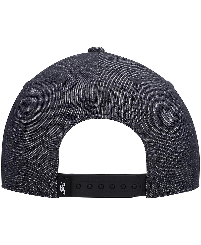 Men's Nike Skateboard Heathered Black Faux Denim Snapback Hat