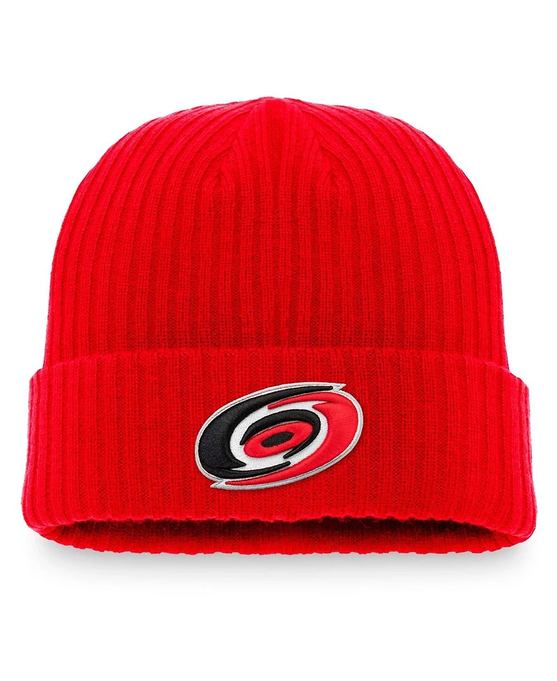 Men's Fanatics Red Carolina Hurricanes Core Primary Logo Cuffed Knit Hat