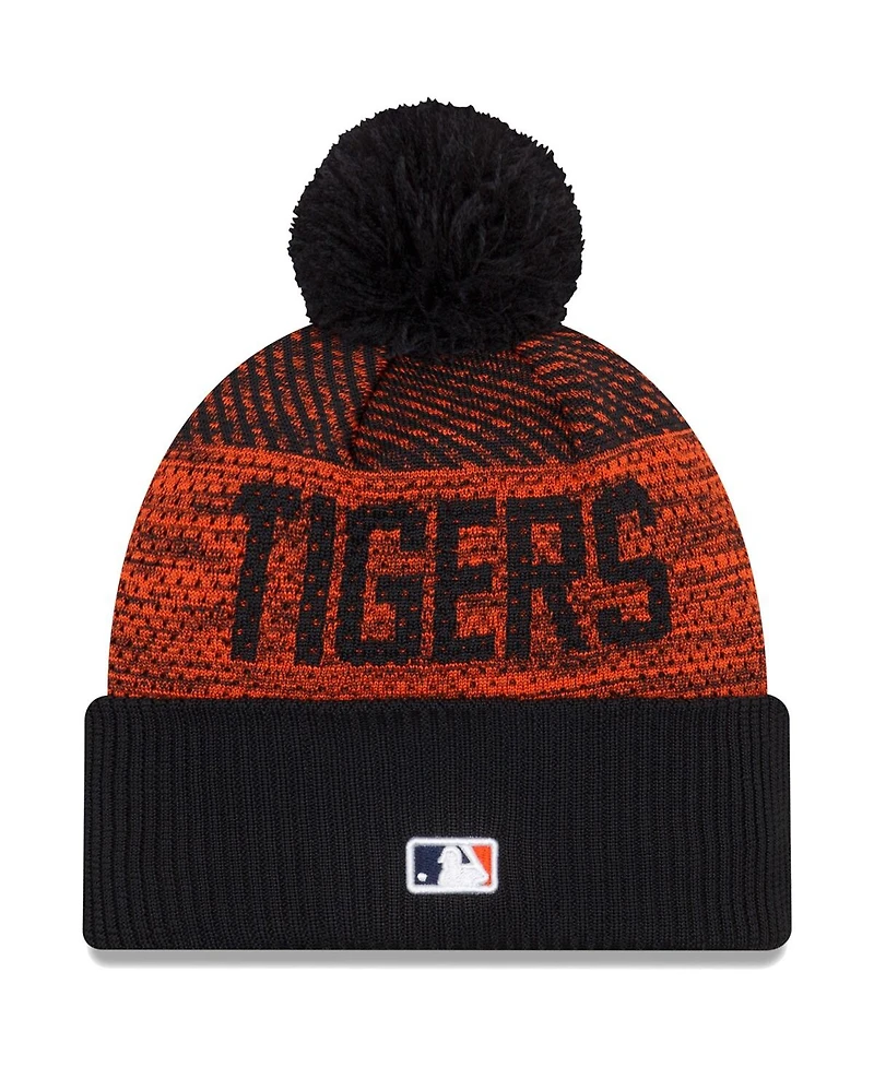 Men's New Era Navy Detroit Tigers Authentic Collection Sport Cuffed Knit Hat with Pom