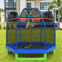Costway 7FT Kids Trampoline W/Safety Enclosure Net Spring Pad