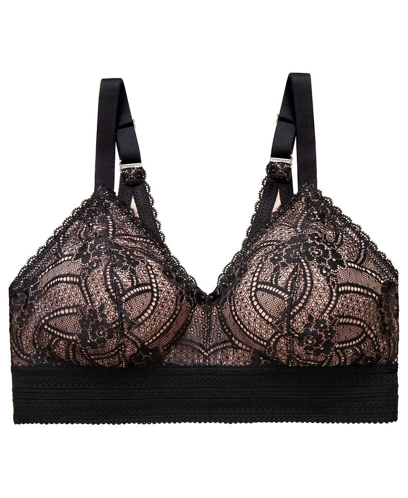 Glamorise Plus Full Figure Bramour Gramercy Luxe Lace Wireless Bralette 7012