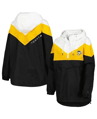 Women's Tommy Hilfiger Black, Gold Pittsburgh Penguins Staci Half-Zip Windbreaker Jacket